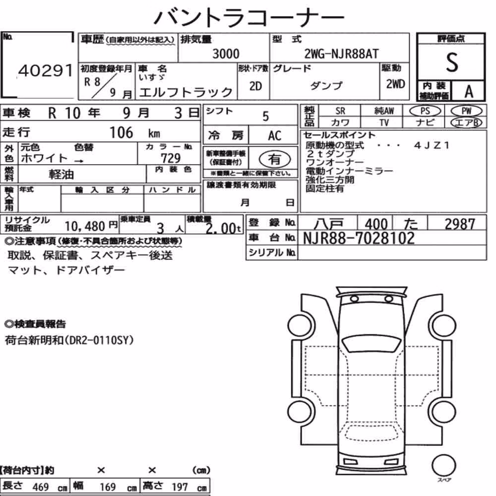 Notka aukcyjna: ISUZU ELF TRUCK 2D DUMP