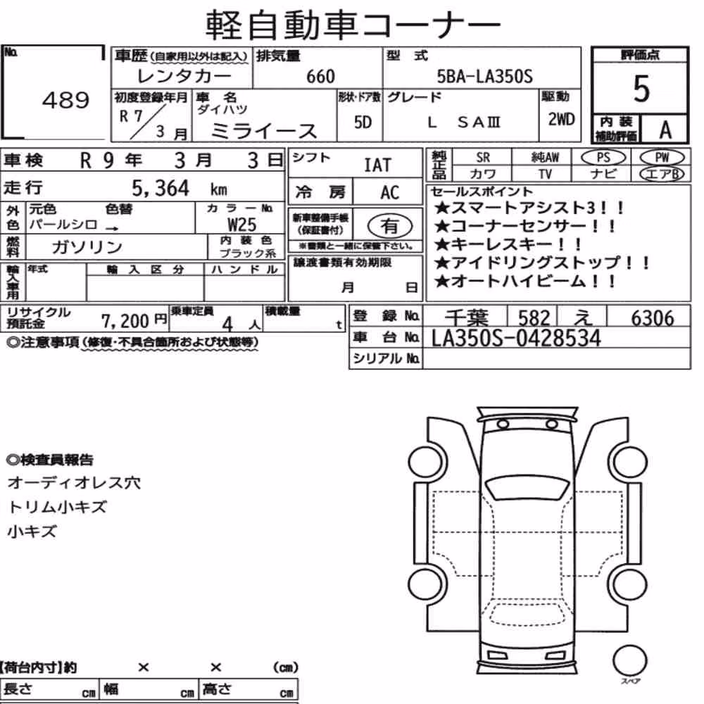 Notka aukcyjna: DAIHATSU MIRA E:S L SAⅢ