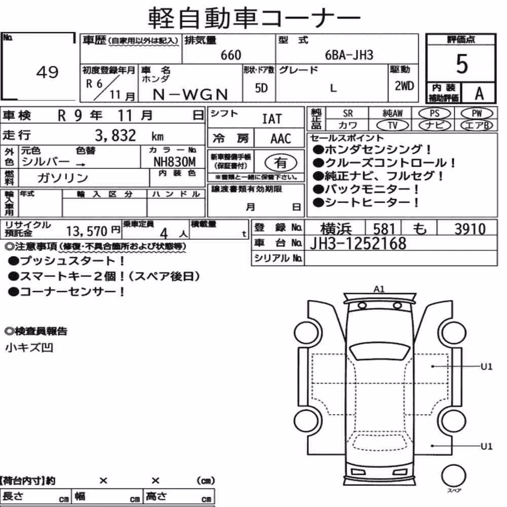 Notka aukcyjna: HONDA N-WGN L
