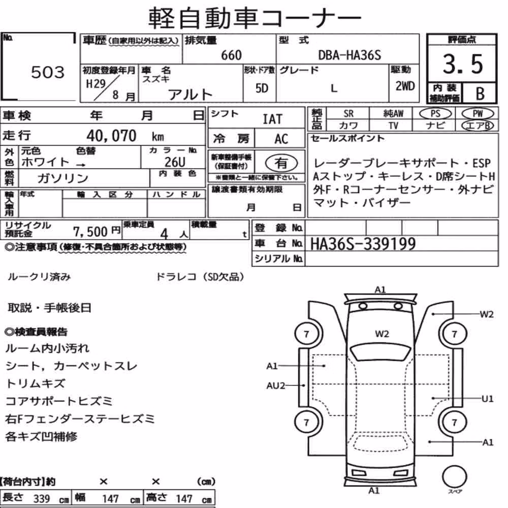 Notka aukcyjna: SUZUKI ALTO 5D L