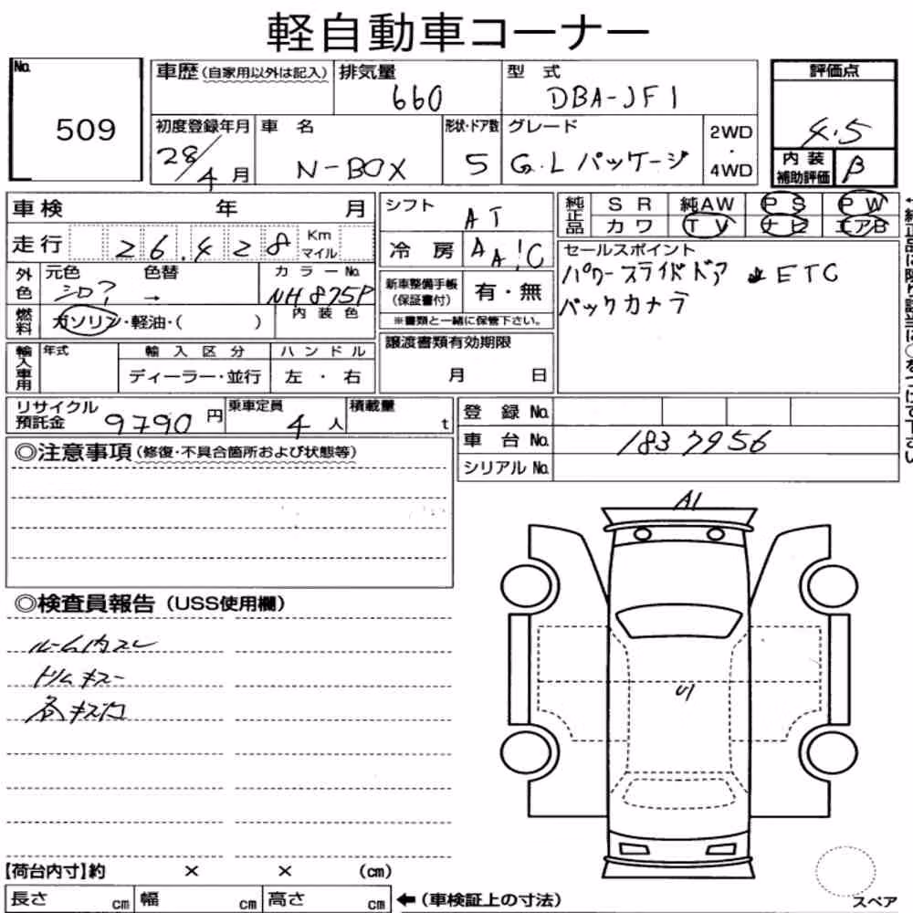 Notka aukcyjna: HONDA N-BOX G・L PACKAGE