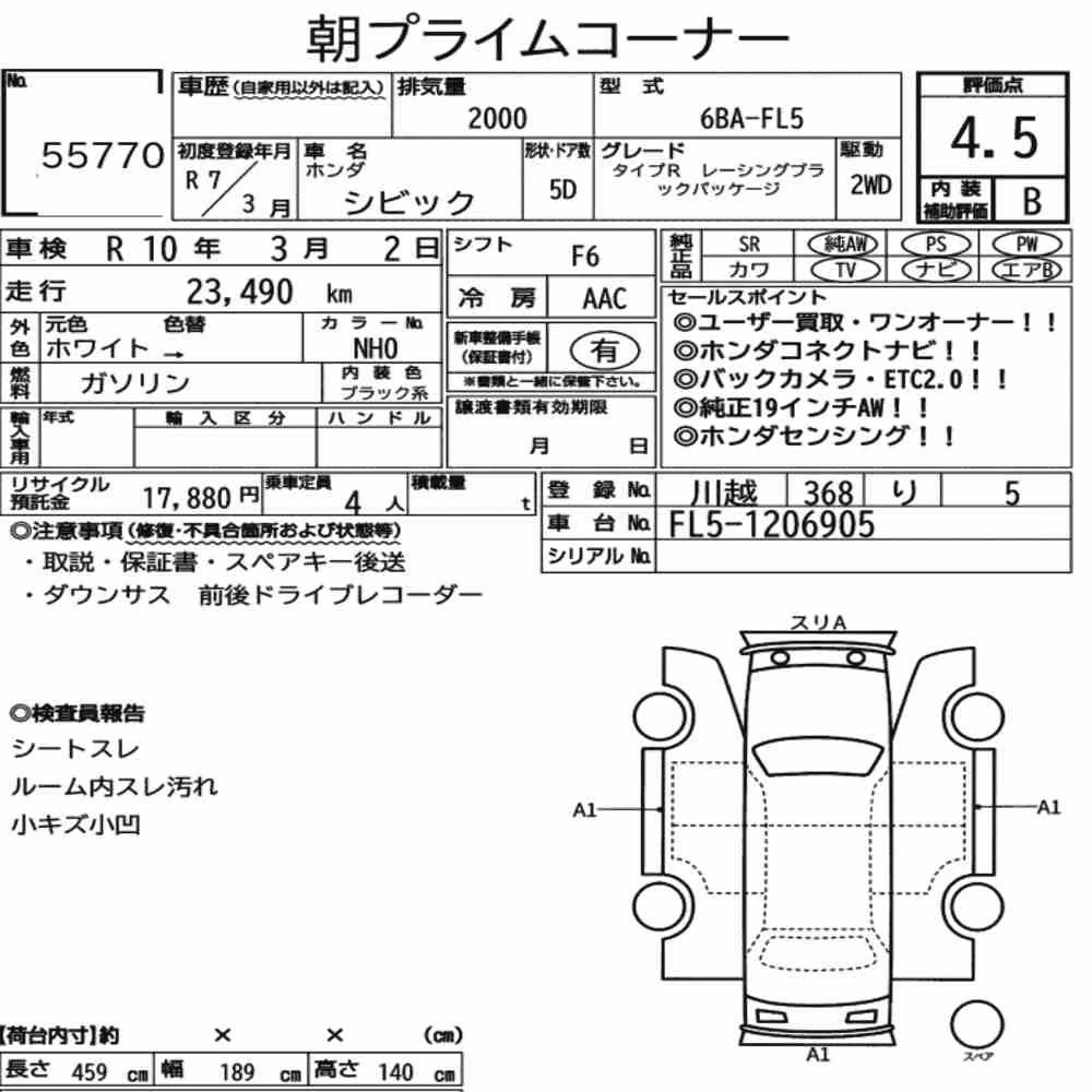 Notka aukcyjna: HONDA CIVIC 5D TYPE R RACING BLACK PACKAGE