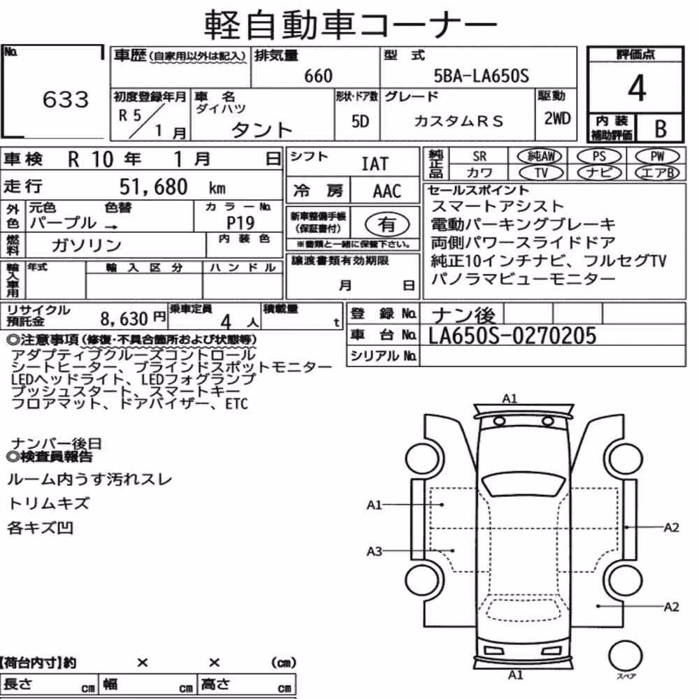 Notka aukcyjna: DAIHATSU TANTO CUSTOM RS