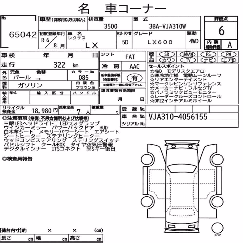 Notka aukcyjna: LEXUS LX 4WD LX600