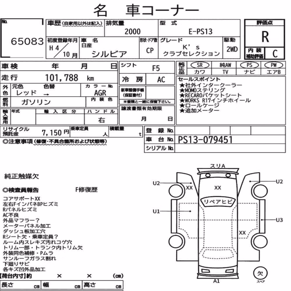 Notka aukcyjna: NISSAN SILVIA CP KS CLUB SELECTION