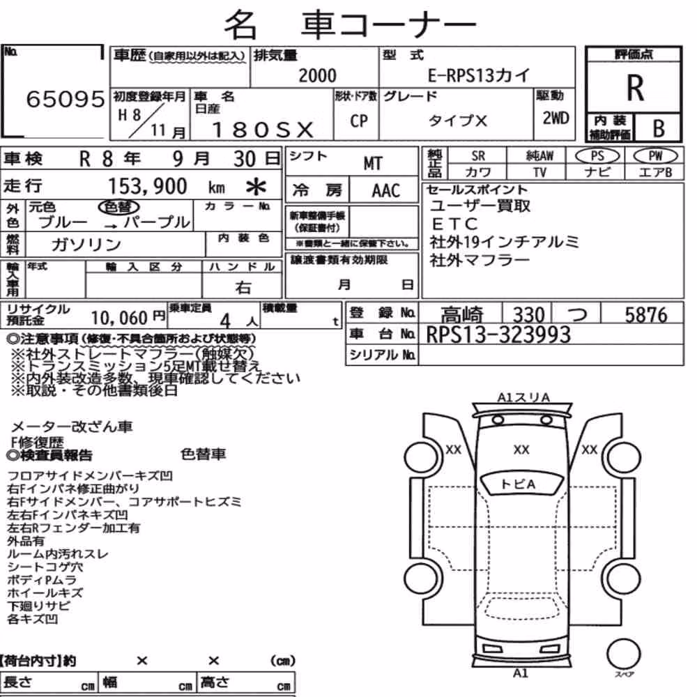 Notka aukcyjna: NISSAN 180SX TYPE X