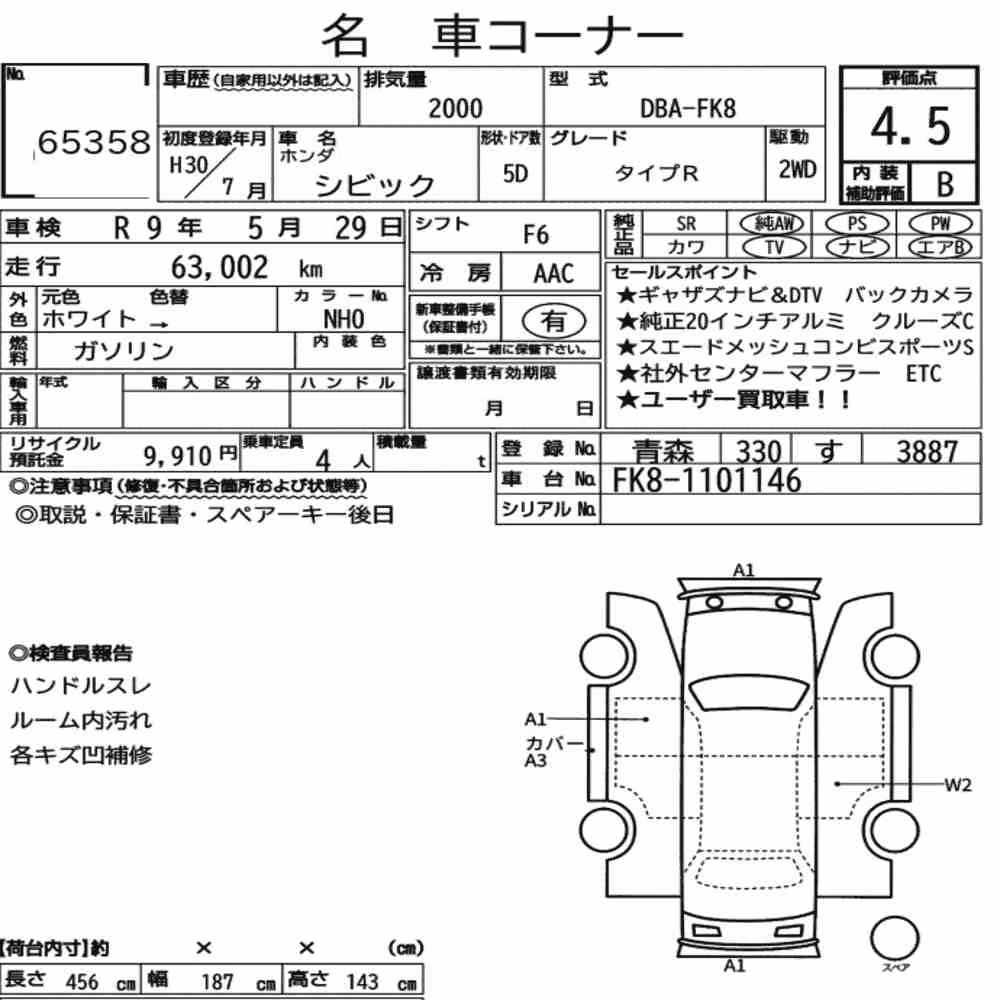 Notka aukcyjna: HONDA CIVIC 5D TYPE R