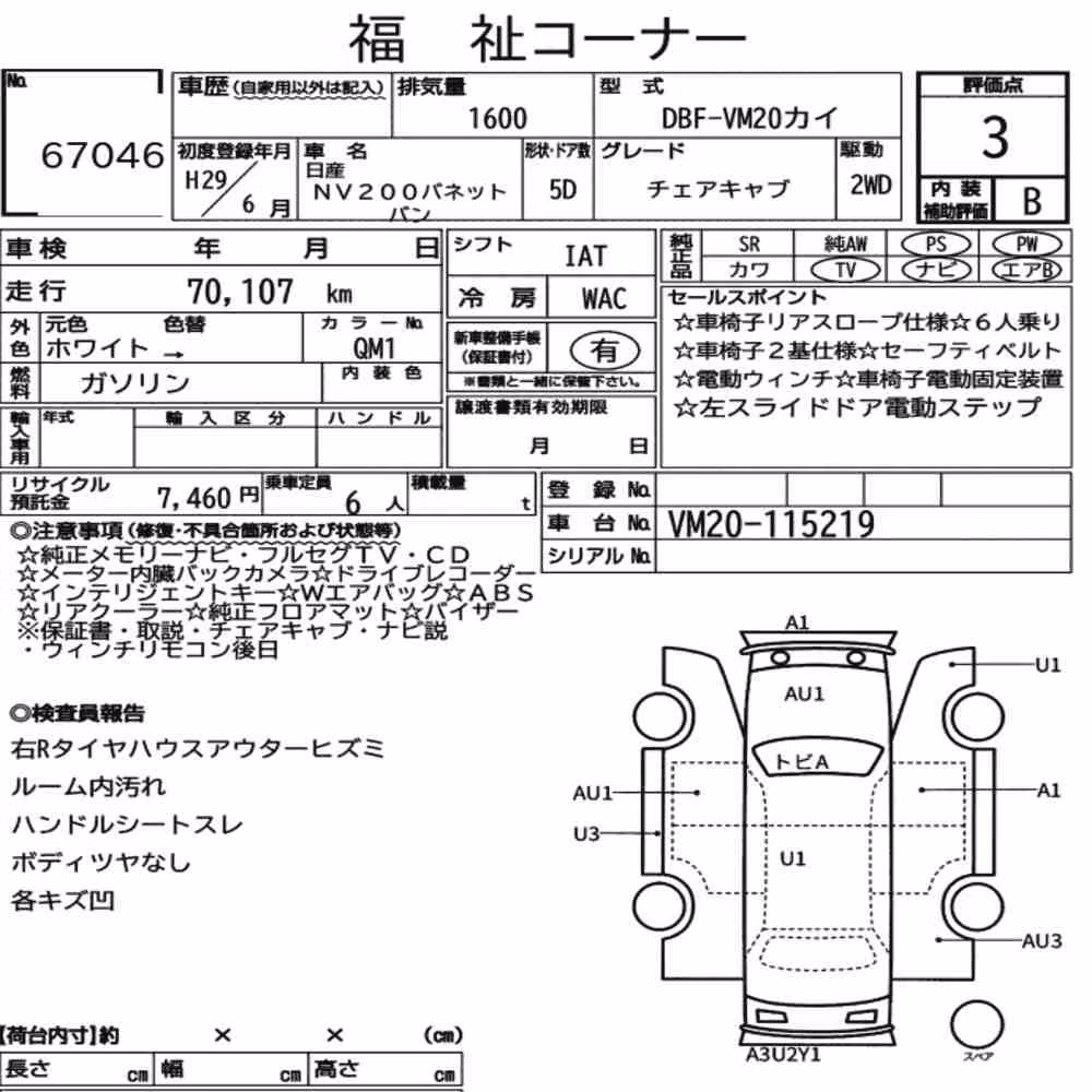 Notka aukcyjna: NISSAN NV200 VANETTE VAN OTHERS