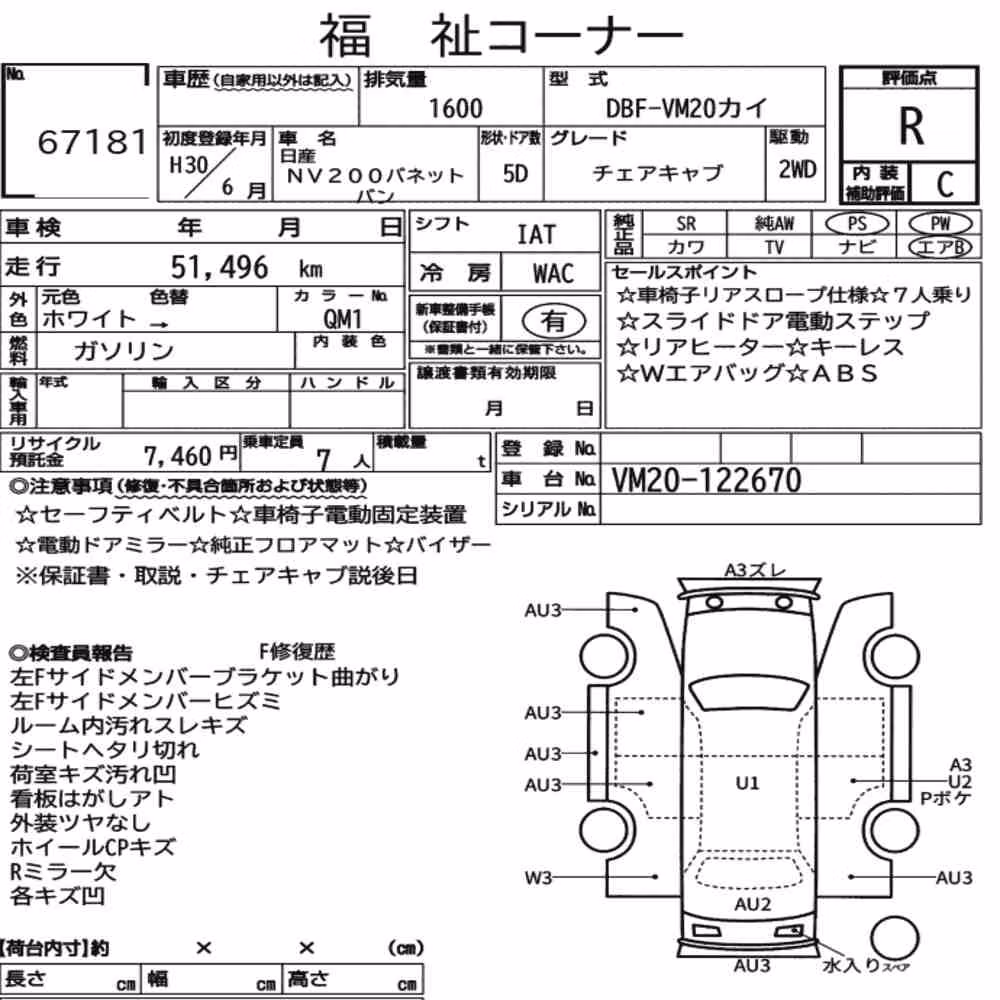 Notka aukcyjna: NISSAN NV200 VANETTE VAN OTHERS