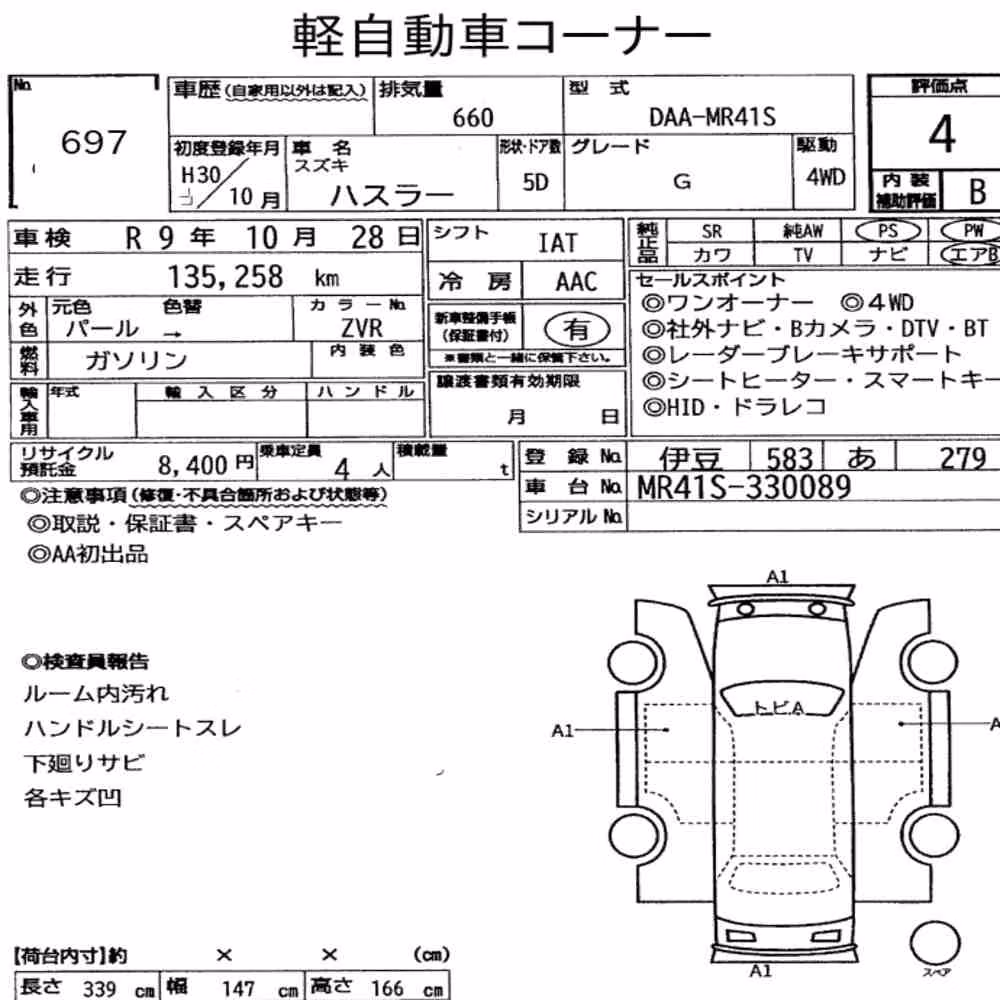 Notka aukcyjna: SUZUKI HUSTLER 4WD G