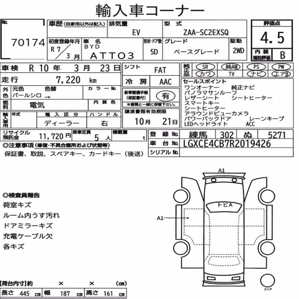 Notka aukcyjna: BYD ATTO3 BASE GRADE