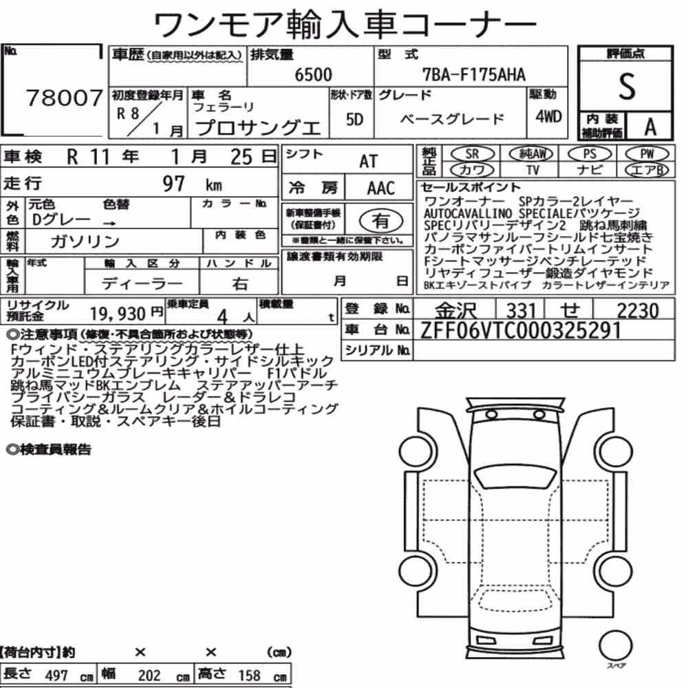 Notka aukcyjna: FERRARI PUROSANGUE 4WD BASE GRADE