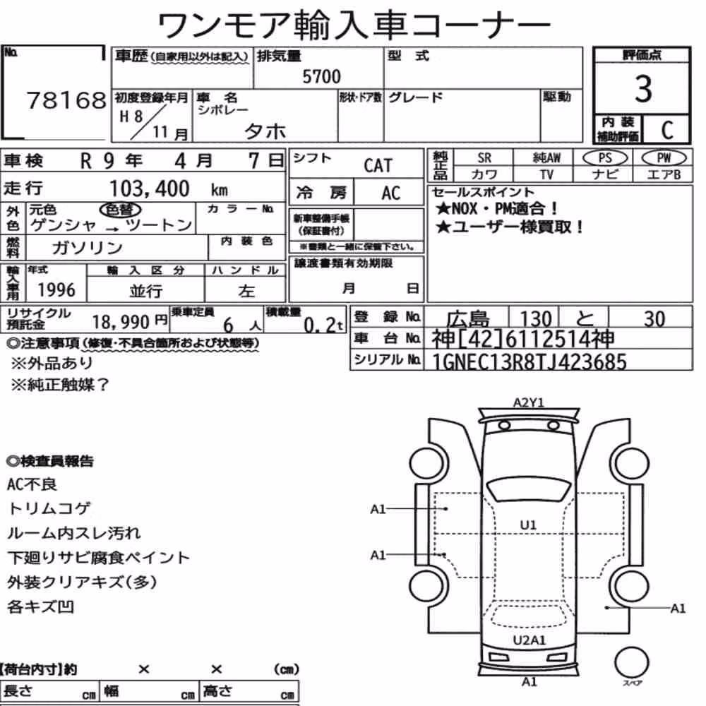 Notka aukcyjna: CHEVROLET TAHOE 5D