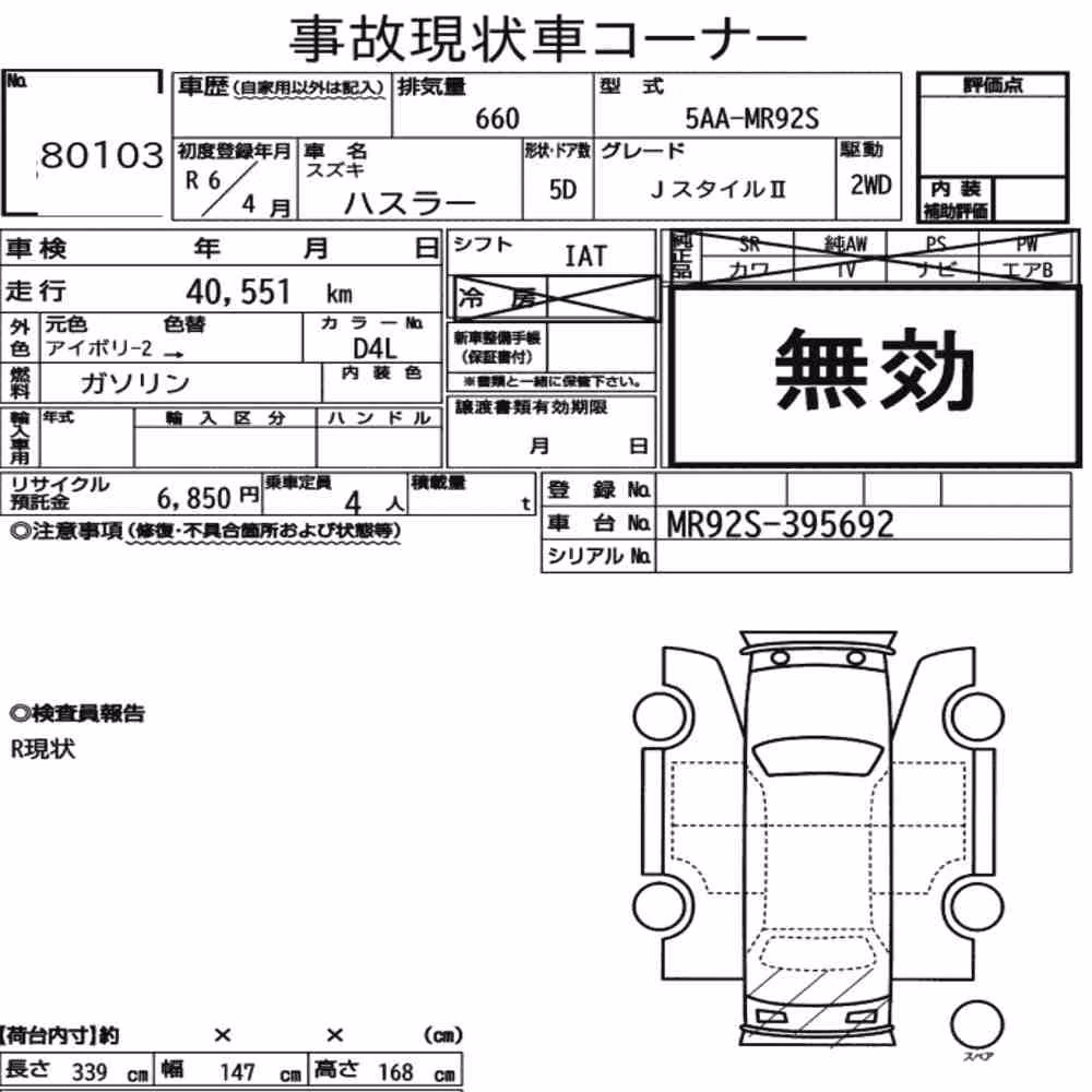 Notka aukcyjna: SUZUKI HUSTLER J STYLEⅡ