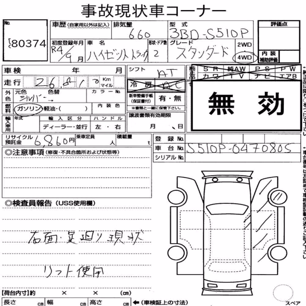 Notka aukcyjna: DAIHATSU HIJET TRUCK 4WD STANDARD