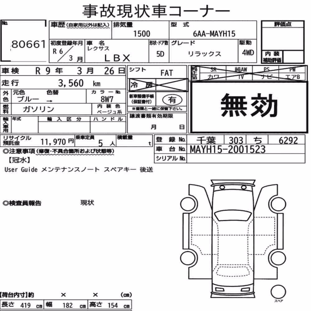 Notka aukcyjna: LEXUS LBX 4WD RELAX