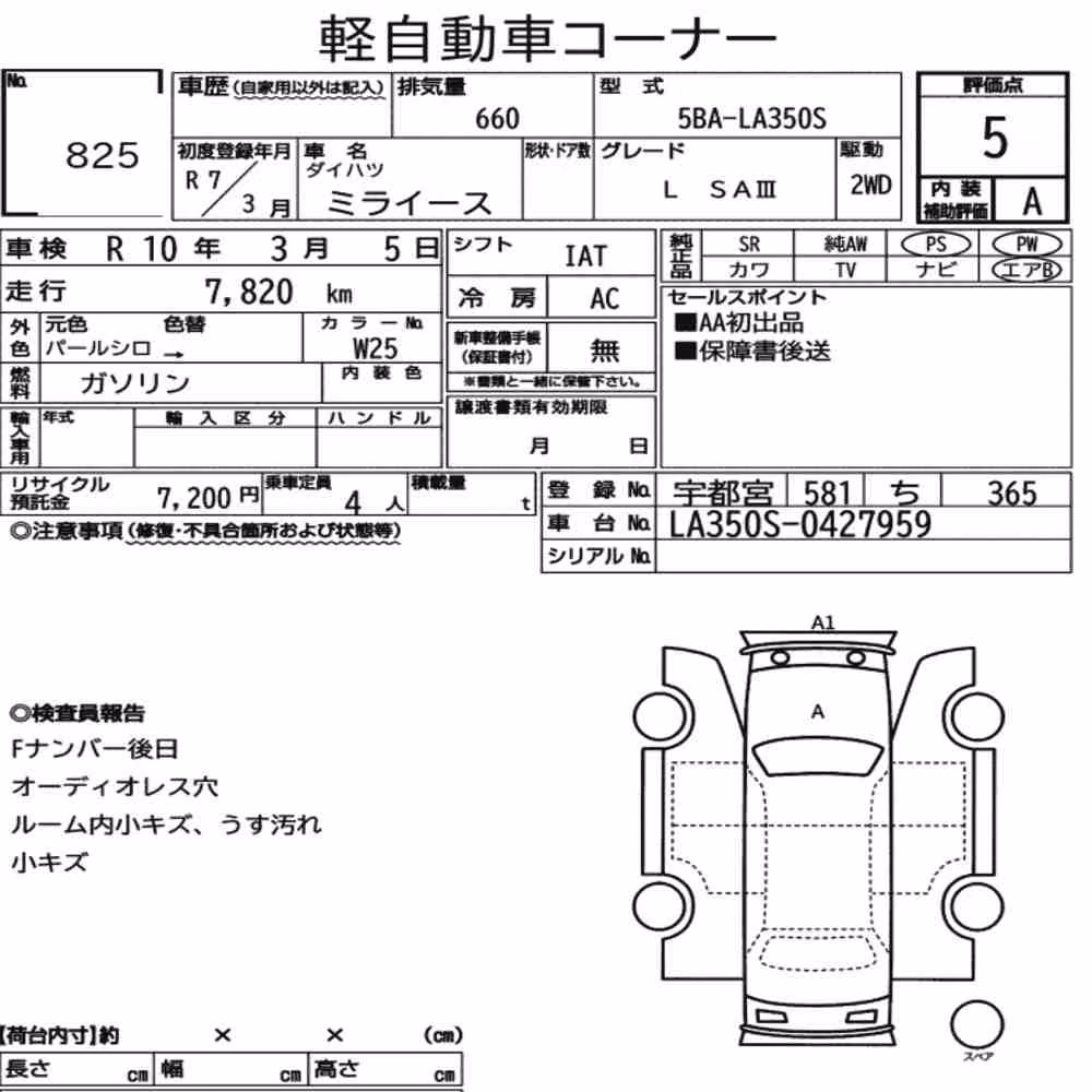 Notka aukcyjna: DAIHATSU MIRA E:S L SAⅢ