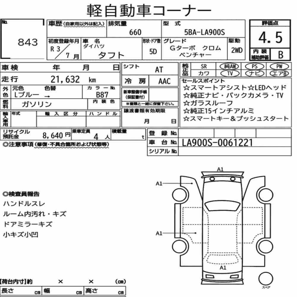 Notka aukcyjna: DAIHATSU TAFT G TURBO CHROME VENTURE