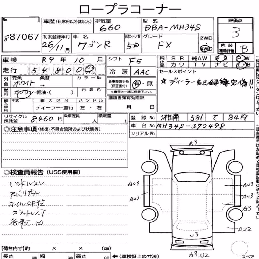 Notka aukcyjna: SUZUKI WAGON R 5D 4WD FX