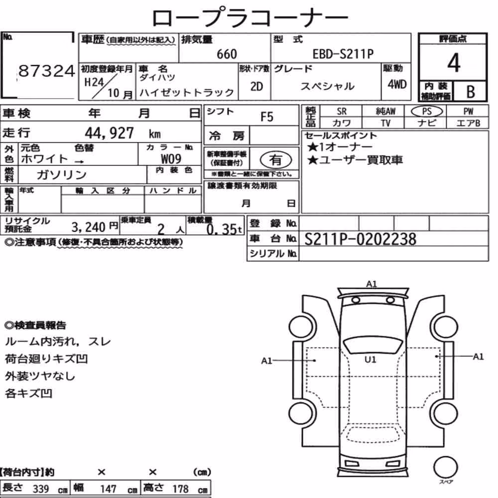 Notka aukcyjna: DAIHATSU HIJET TRUCK 4WD SPECIAL