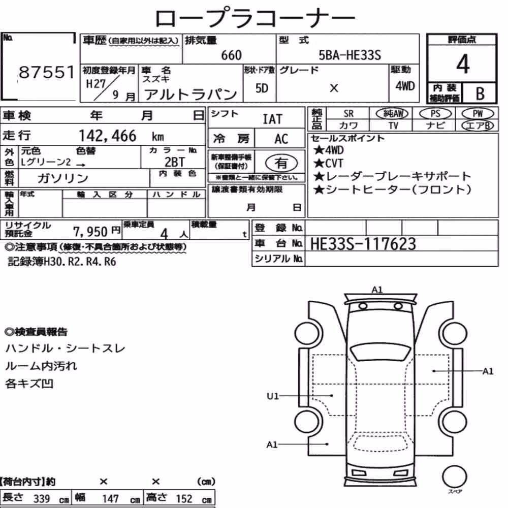 Notka aukcyjna: SUZUKI ALTO LAPIN 4WD X