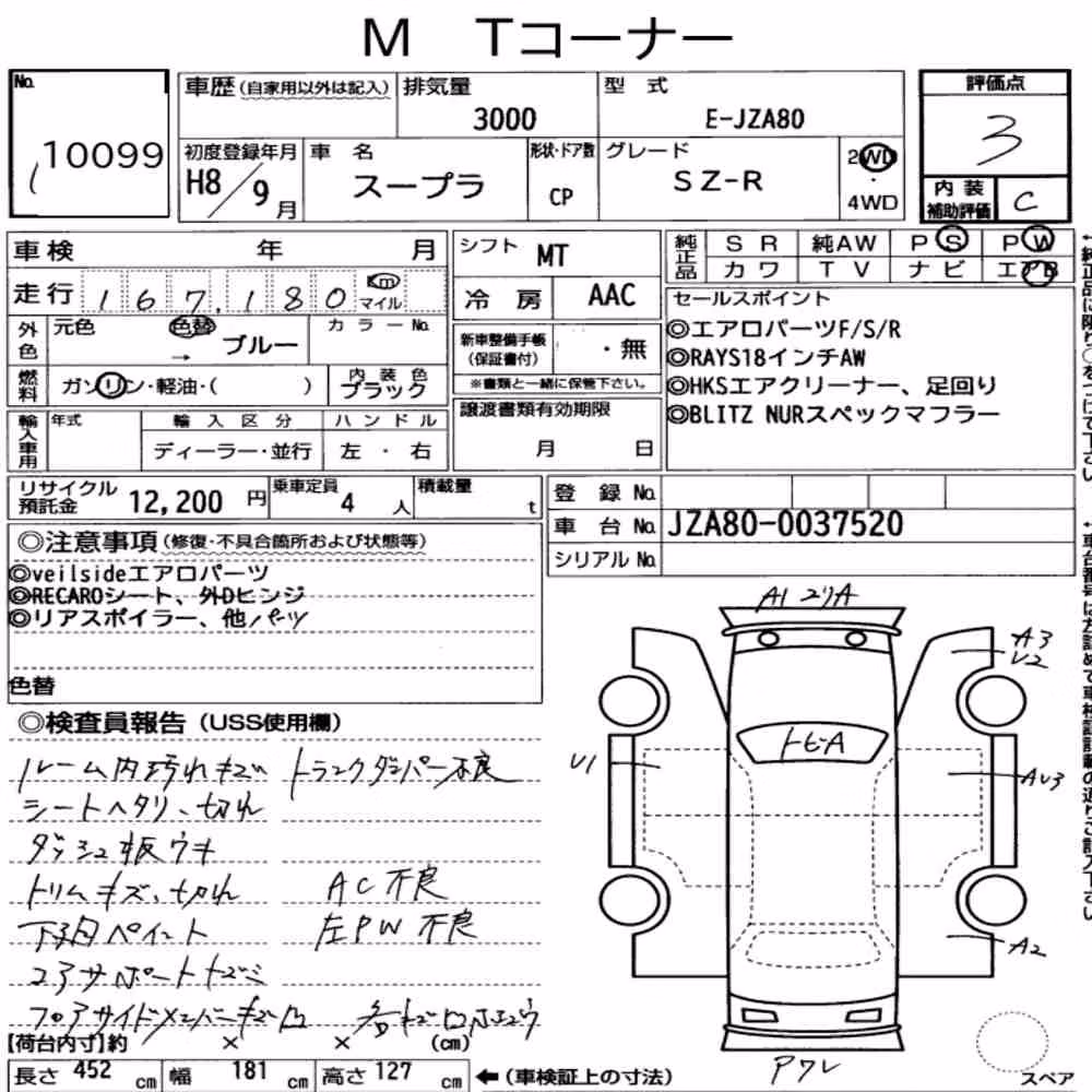 Notka aukcyjna: TOYOTA SUPRA SZ-R
