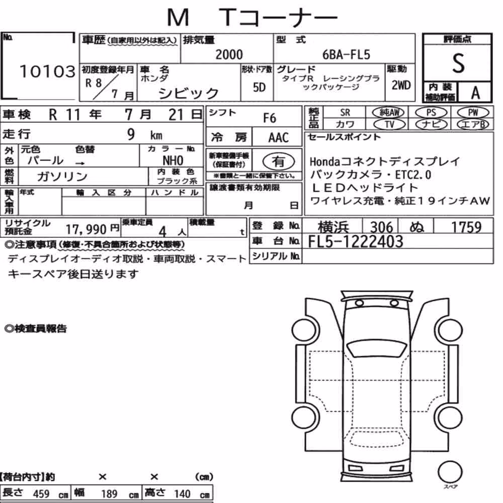 Notka aukcyjna: HONDA CIVIC 5D TYPE R RACING BLACK PACKAGE