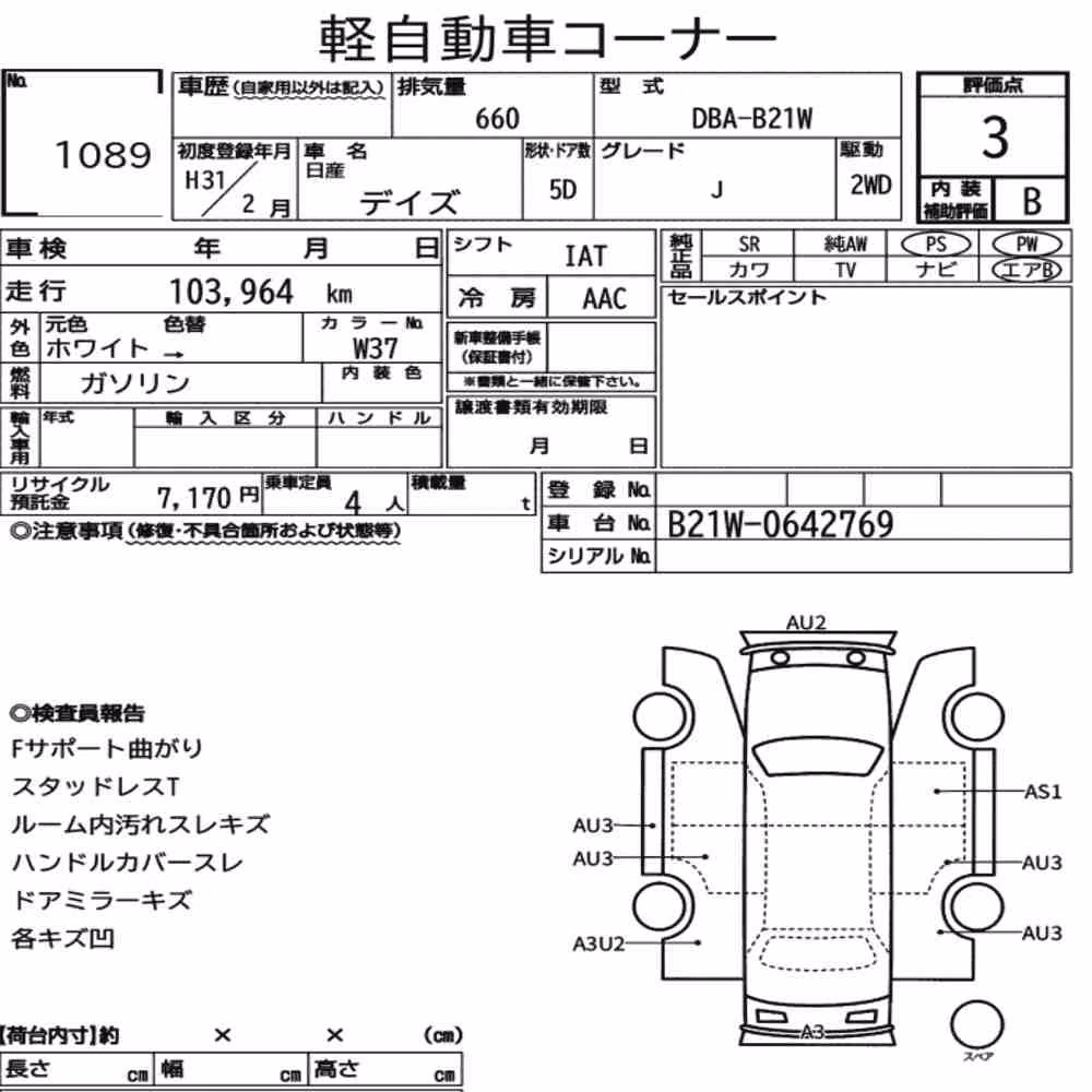 Notka aukcyjna: NISSAN DAYZ J
