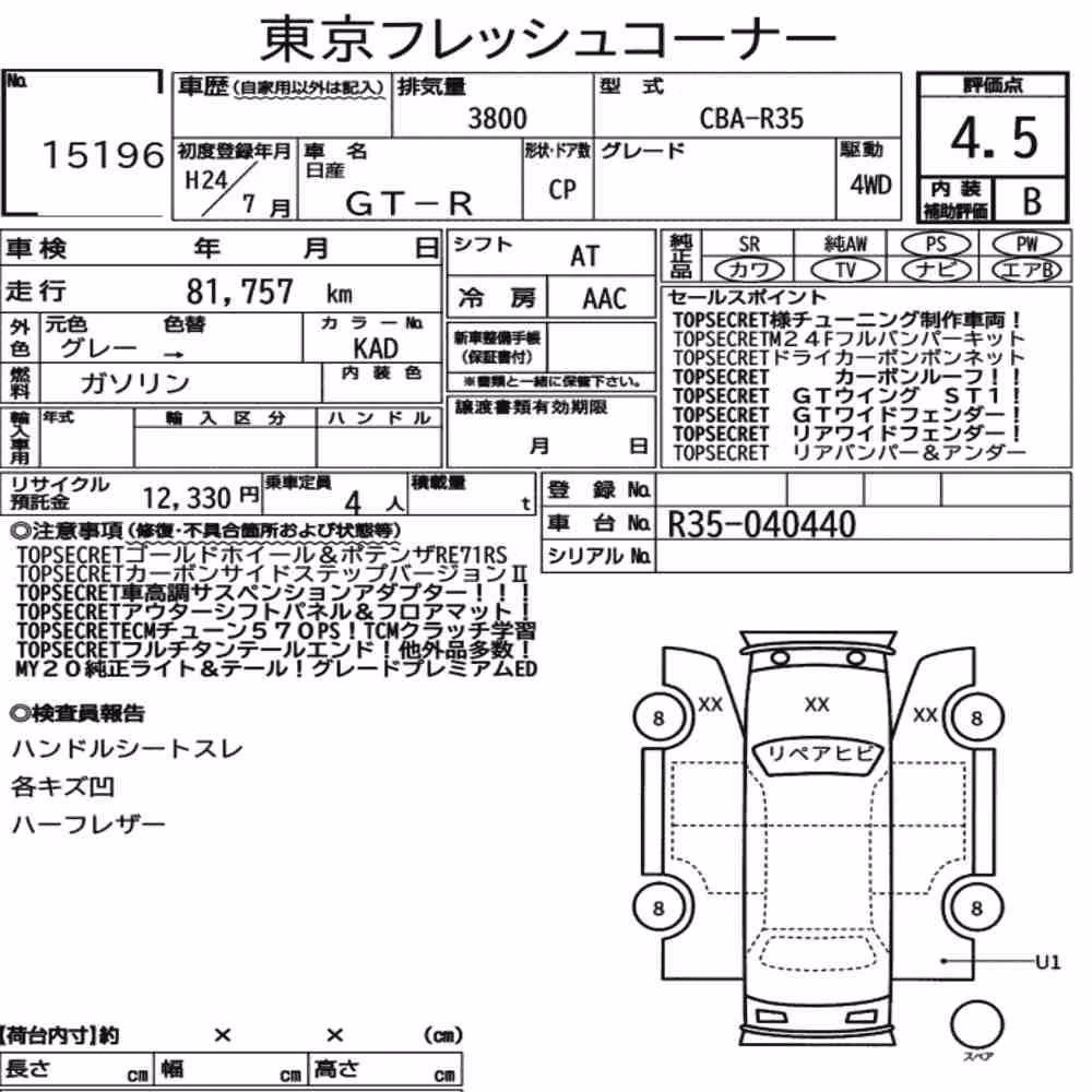 Notka aukcyjna: NISSAN GT-R 4WD