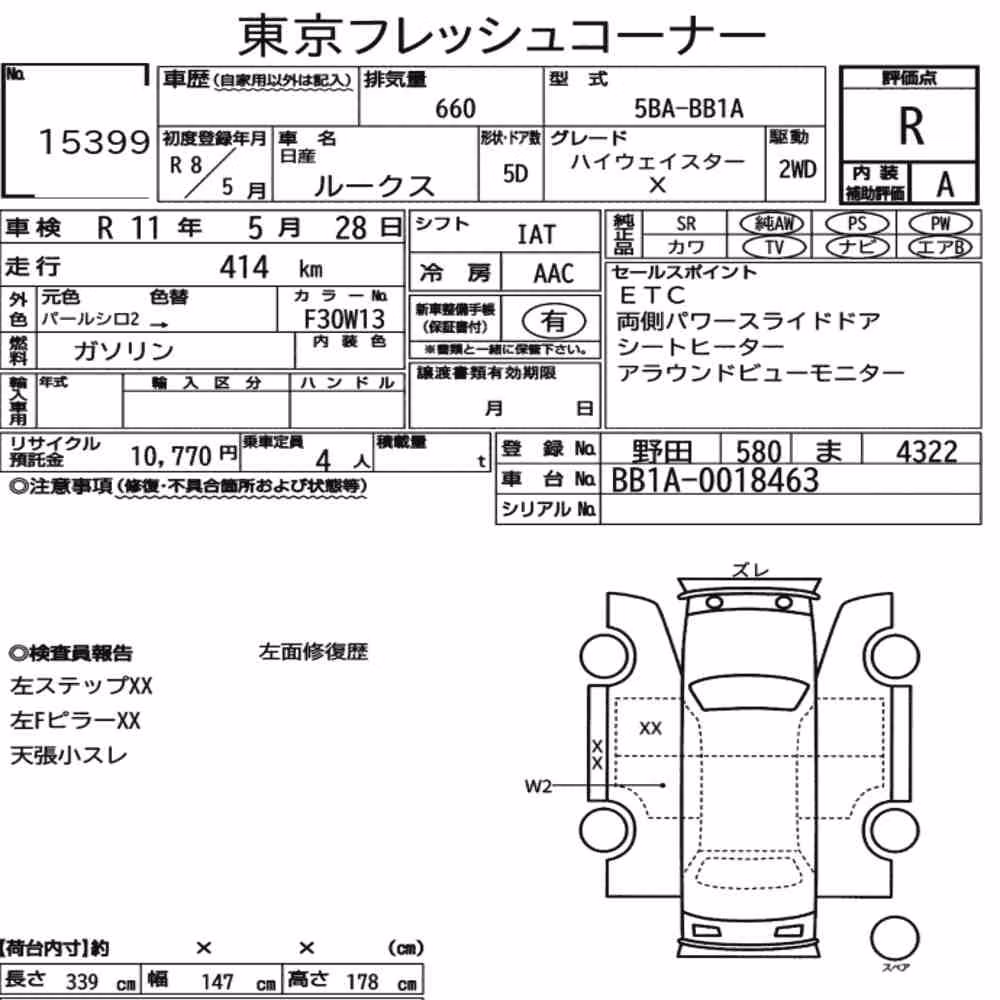 Notka aukcyjna: NISSAN ROOX HIGHWAY STAR X