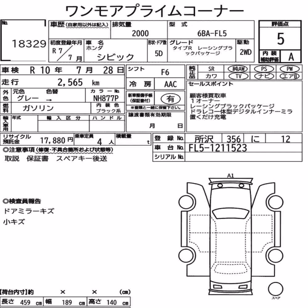 Notka aukcyjna: HONDA CIVIC 5D TYPE R RACING BLACK PACKAGE