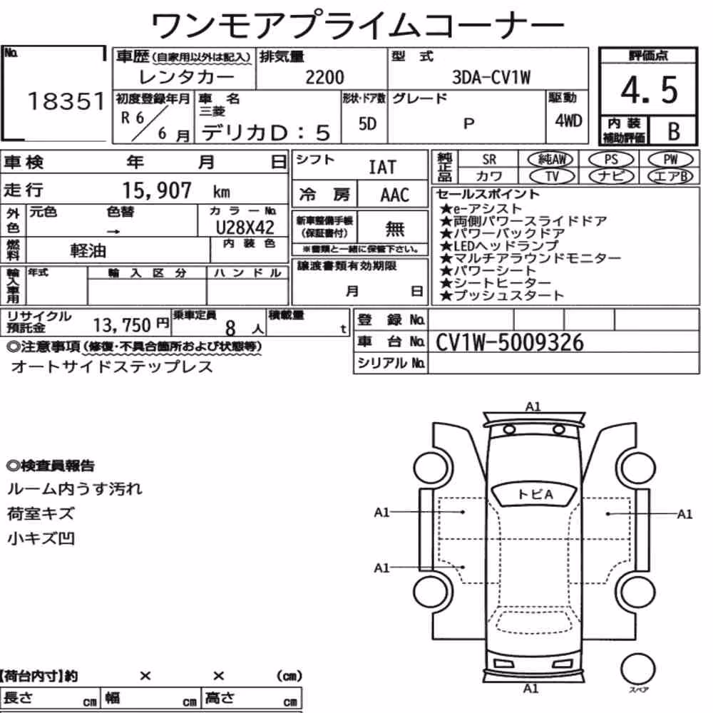 Notka aukcyjna: MITSUBISHI DELICA D:5 4WD P