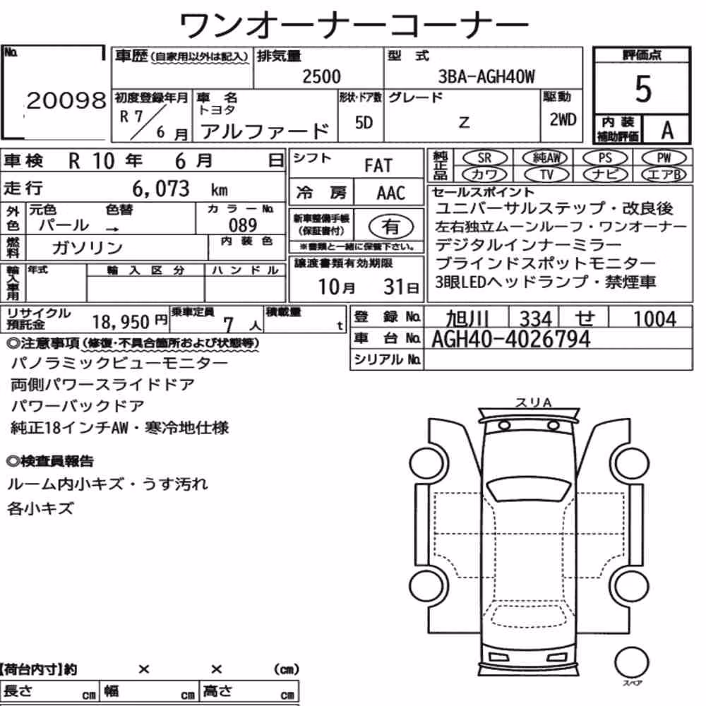 Notka aukcyjna: TOYOTA ALPHARD Z