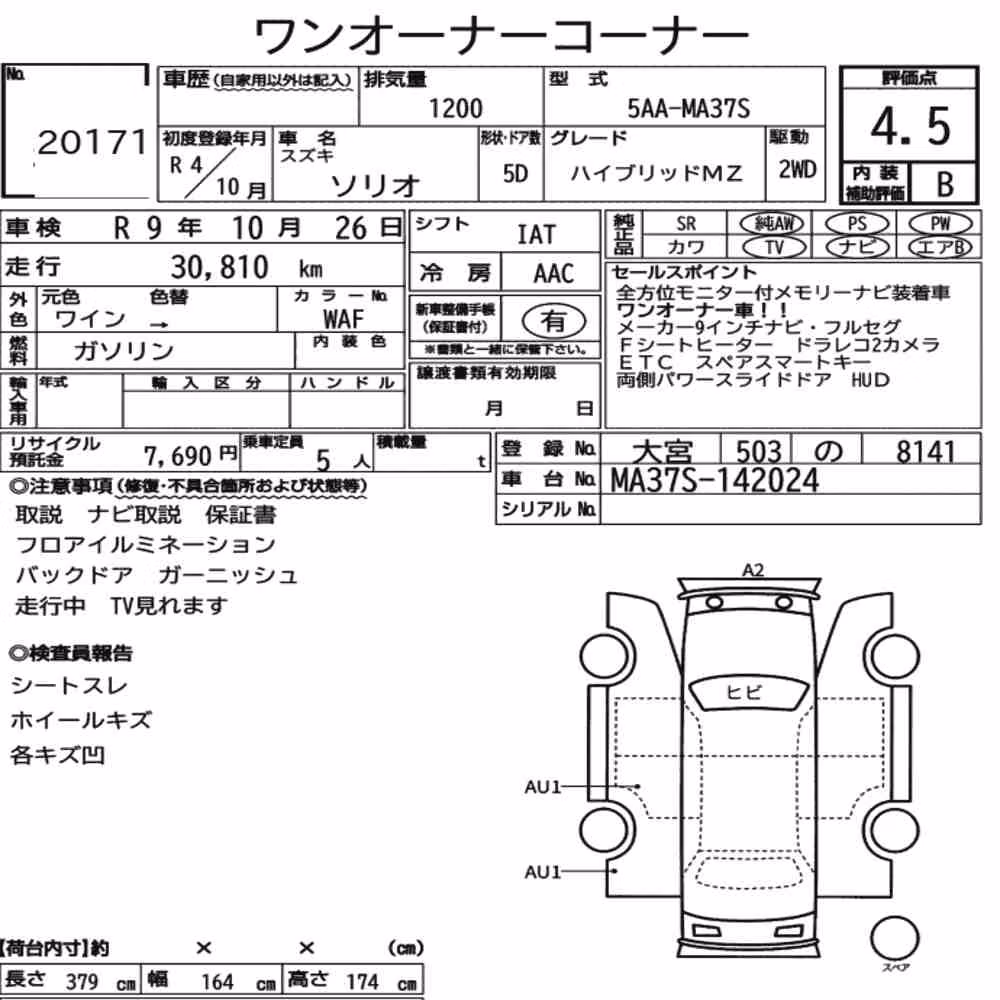 Notka aukcyjna: SUZUKI SOLIO HYBRID MZ