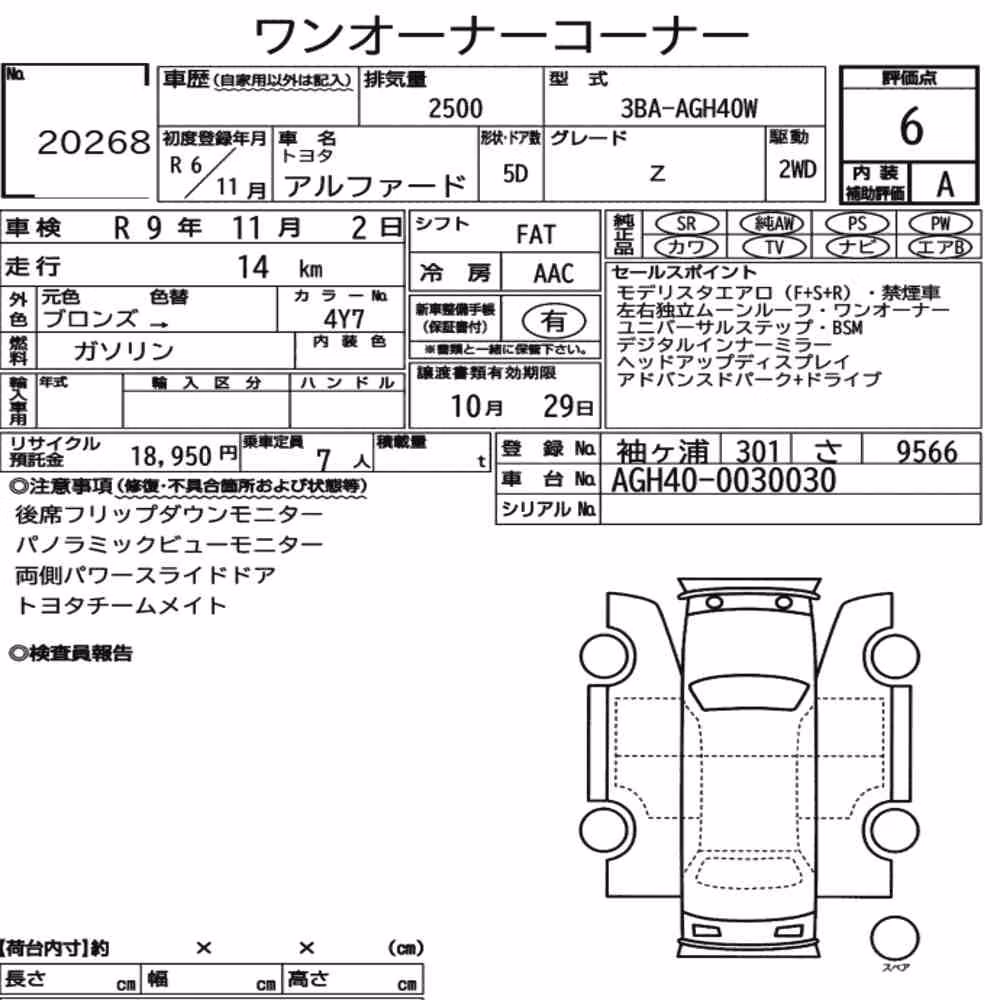 Notka aukcyjna: TOYOTA ALPHARD Z