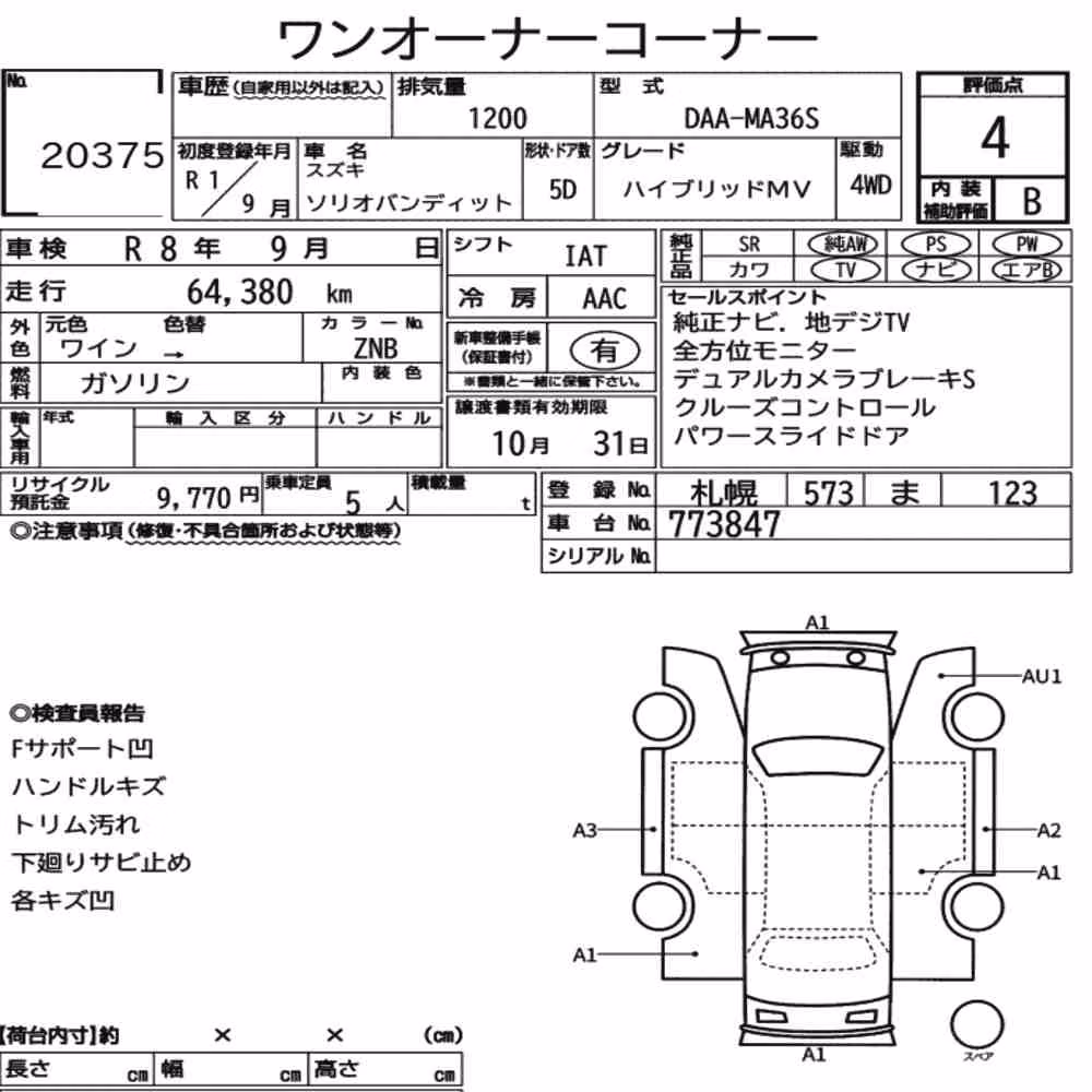 Notka aukcyjna: SUZUKI SOLIO BANDIT 4WD HYBRID MV