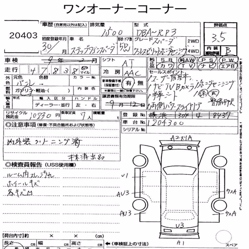 Notka aukcyjna: HONDA STEPWAGON SPADA SPADA・COOL SPIRIT HONDA SENSING