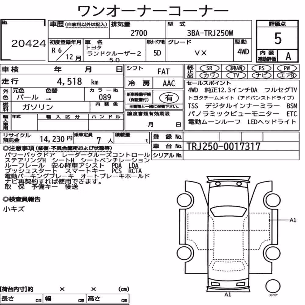 Notka aukcyjna: TOYOTA LAND CRUISER 250 4WD VX
