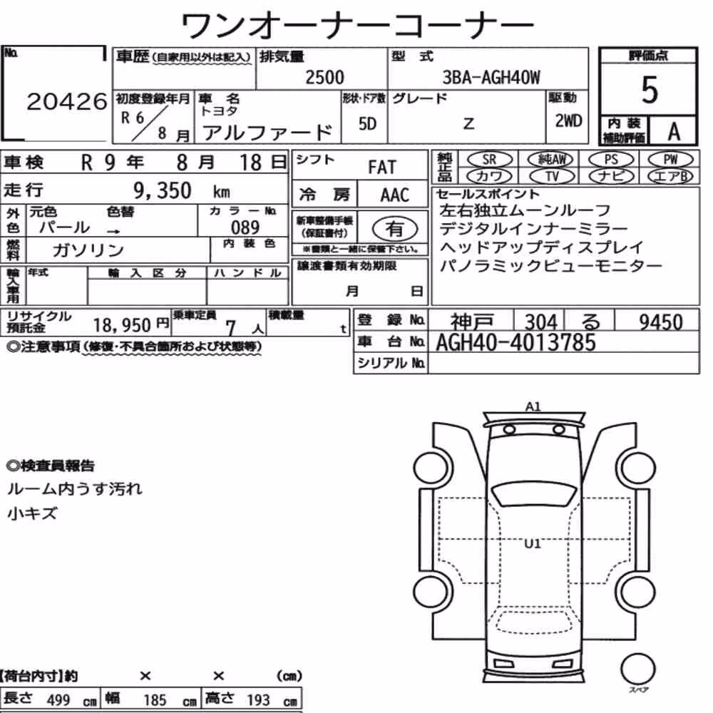 Notka aukcyjna: TOYOTA ALPHARD Z