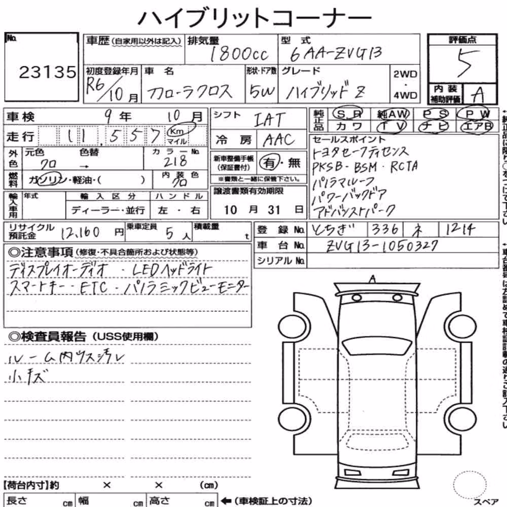 Notka aukcyjna: TOYOTA COROLLA CROSS HYBRID Z