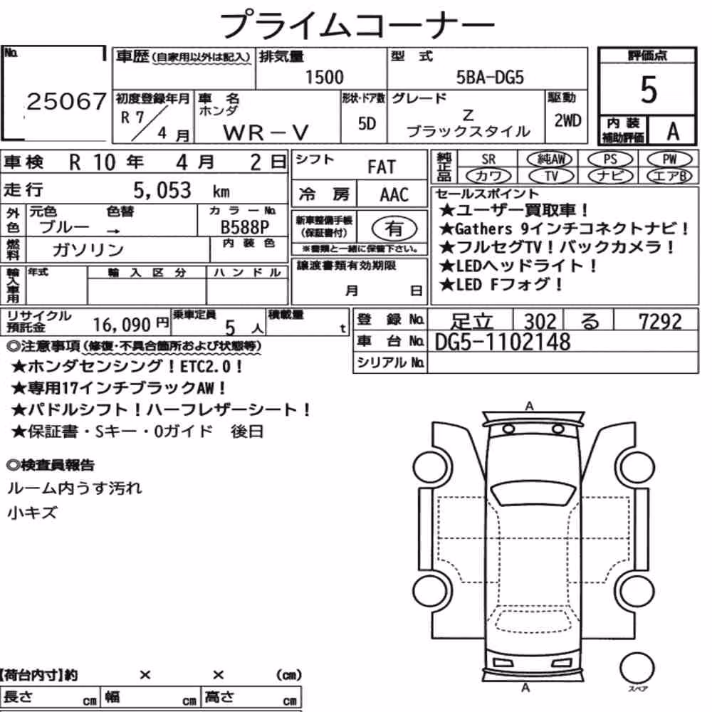 Notka aukcyjna: HONDA WR-V Z BLACK STYLE