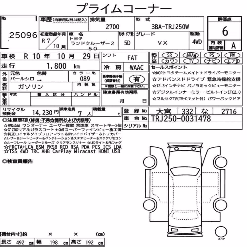 Notka aukcyjna: TOYOTA LAND CRUISER 250 4WD VX
