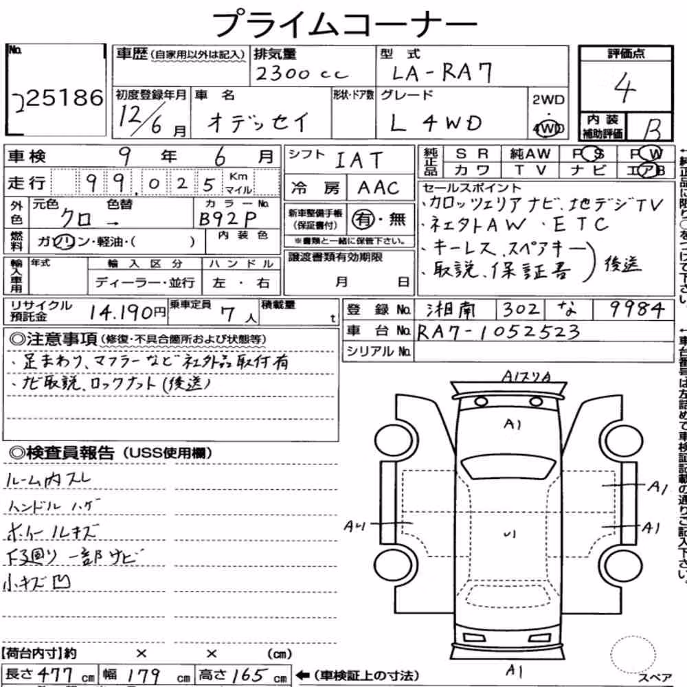 Notka aukcyjna: HONDA ODYSSEY 4WD L