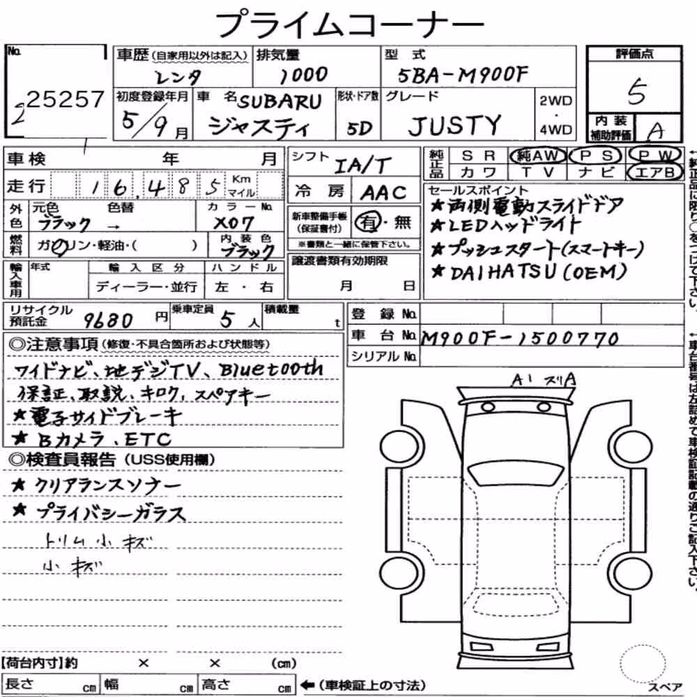 Notka aukcyjna: SUBARU JUSTY 5D