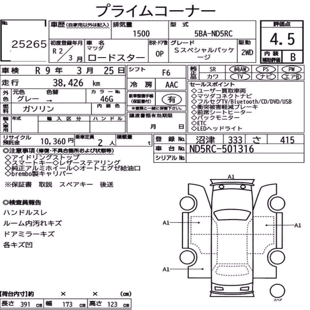 Notka aukcyjna: MAZDA ROADSTER S SPECIAL PACKAGE