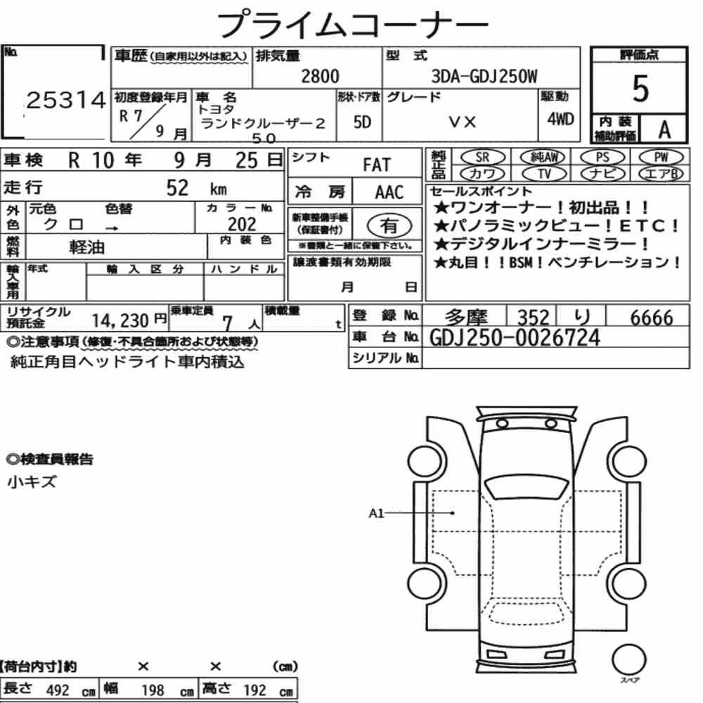 Notka aukcyjna: TOYOTA LAND CRUISER 250 4WD VX
