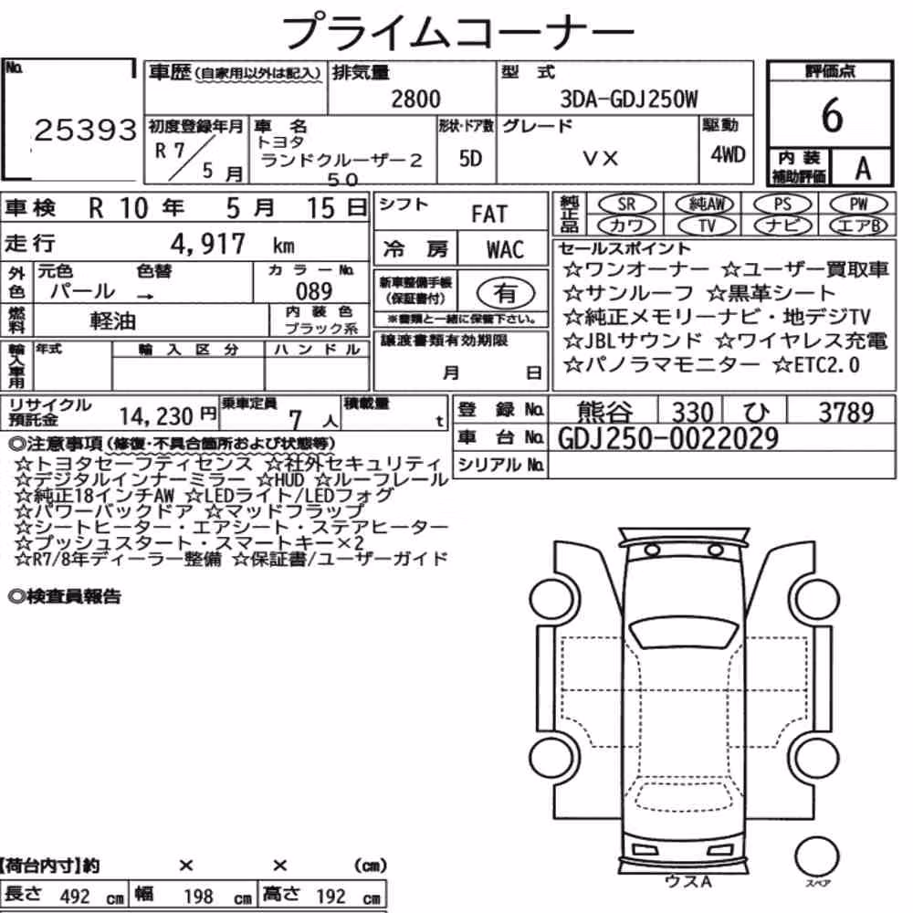 Notka aukcyjna: TOYOTA LAND CRUISER 250 4WD VX
