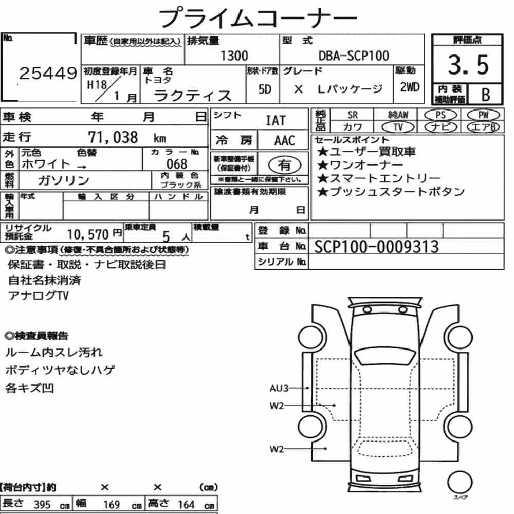 Notka aukcyjna: TOYOTA RACTIS X L PACKAGE