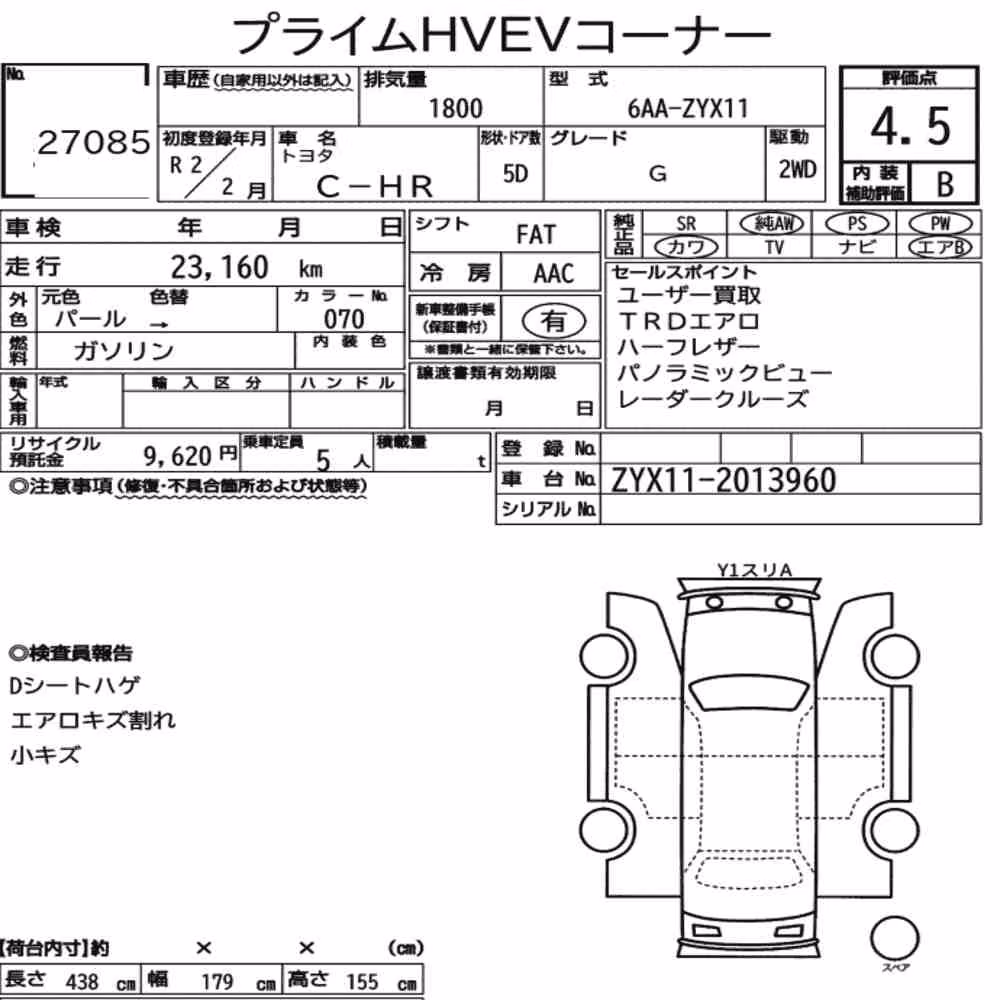 Notka aukcyjna: TOYOTA C-HR G