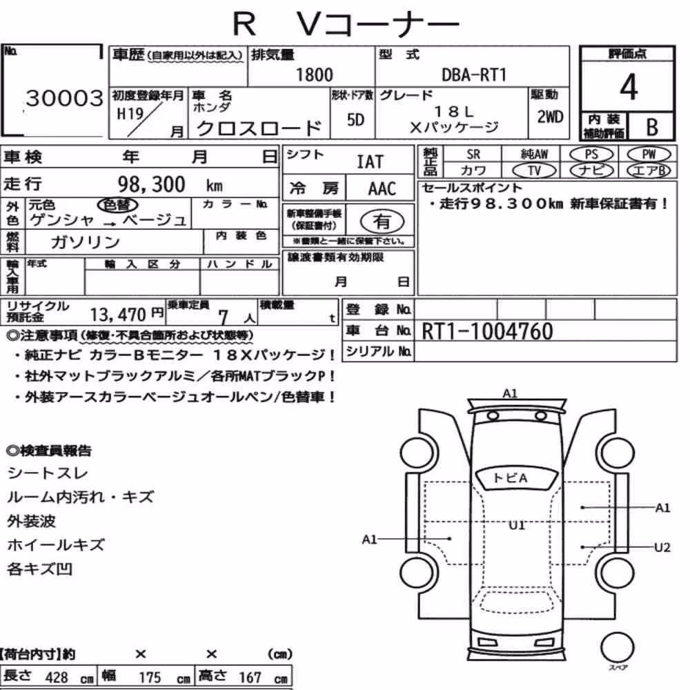 Notka aukcyjna: HONDA CROSS ROAD 5D 18L X PACKAGE